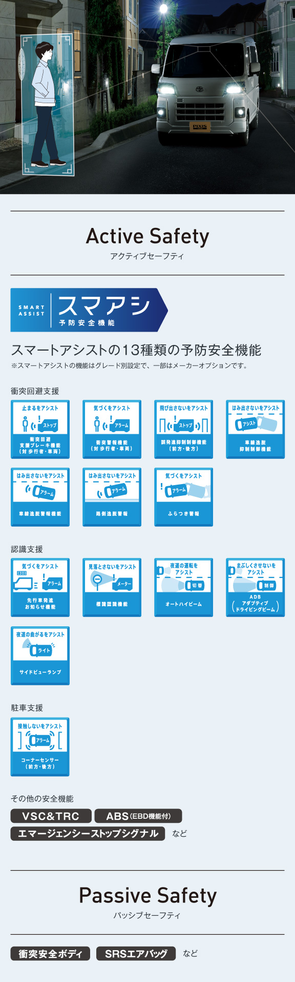 トヨタ ピクシス バン | 安全性能 | トヨタカローラ千葉【公式】