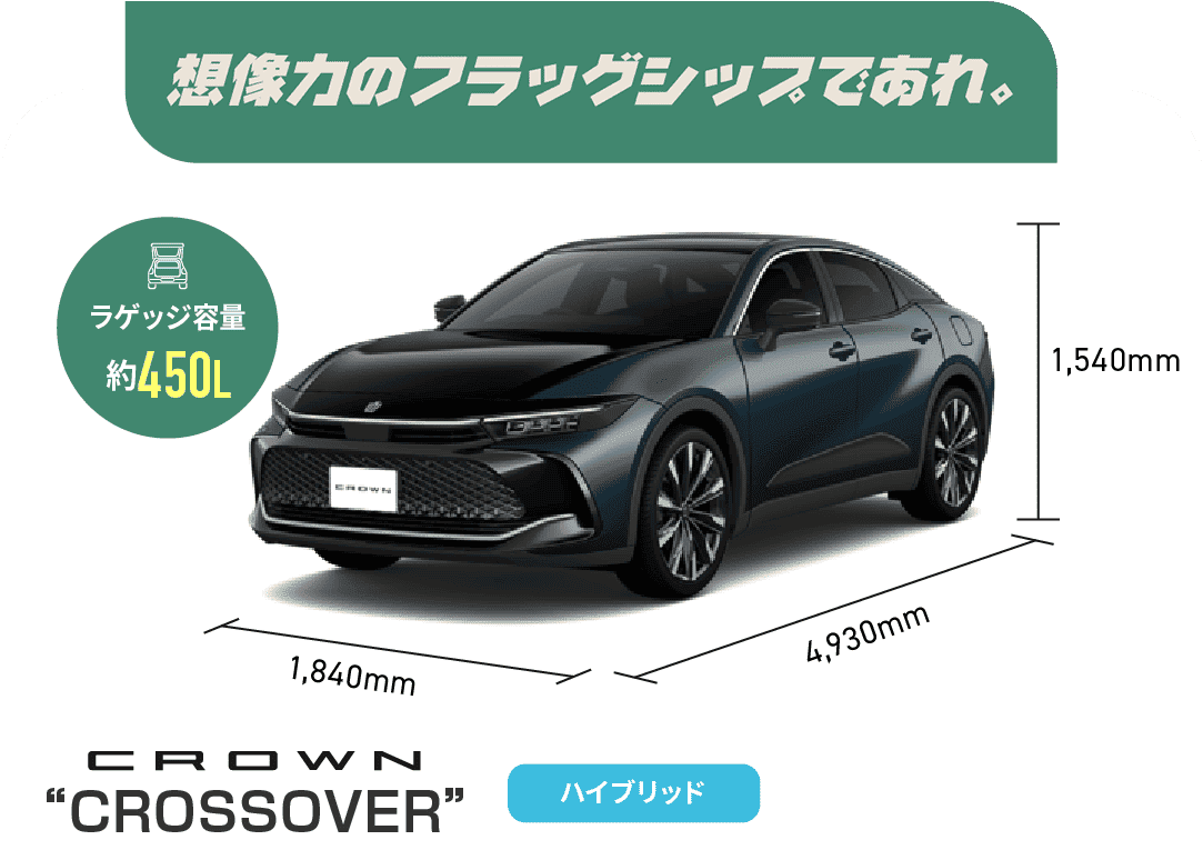 クラウンクロスオーバー　想像力のフラッグシップであれ。　ラゲッジ容量約450L　ハイブリッド