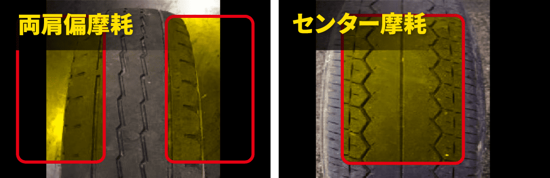 偏摩耗（すり減り方の偏り）