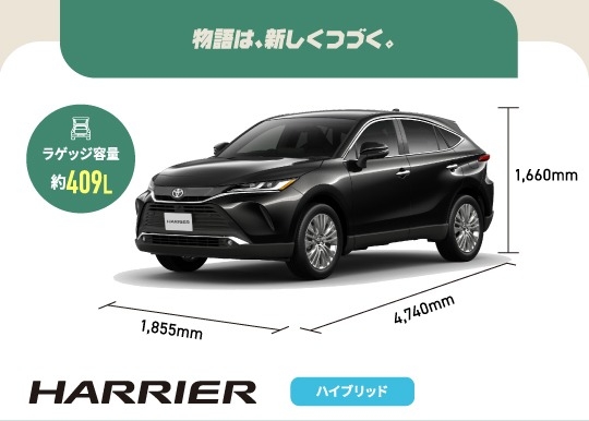 ハリアー　物語は、新しくつづく。　ラゲッジ容量約409L　ハイブリッド