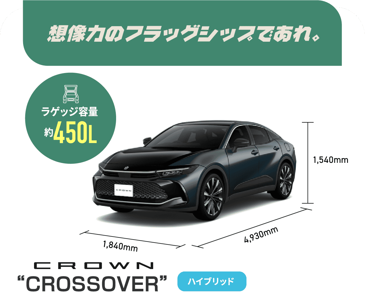 クラウンクロスオーバー　想像力のフラッグシップであれ。　ラゲッジ容量約450L　ハイブリッド